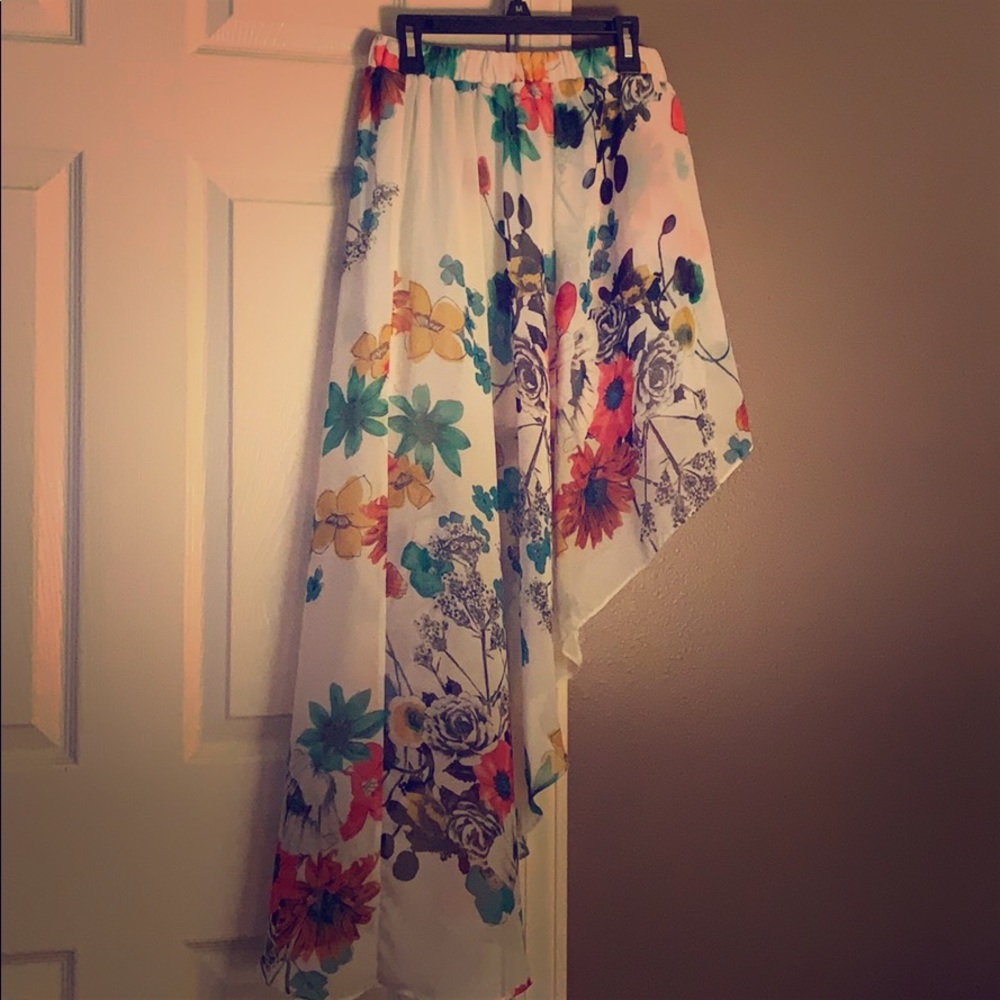 Asymmetrical floral skirt